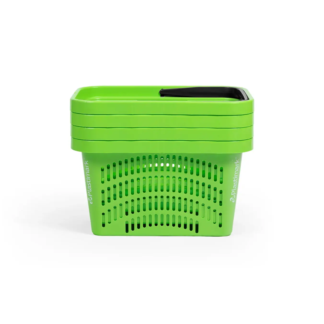 Покупательская корзина Plastimark Onda 28 л — чёрная корзина, ручка фиолетовая (RAL 9005)