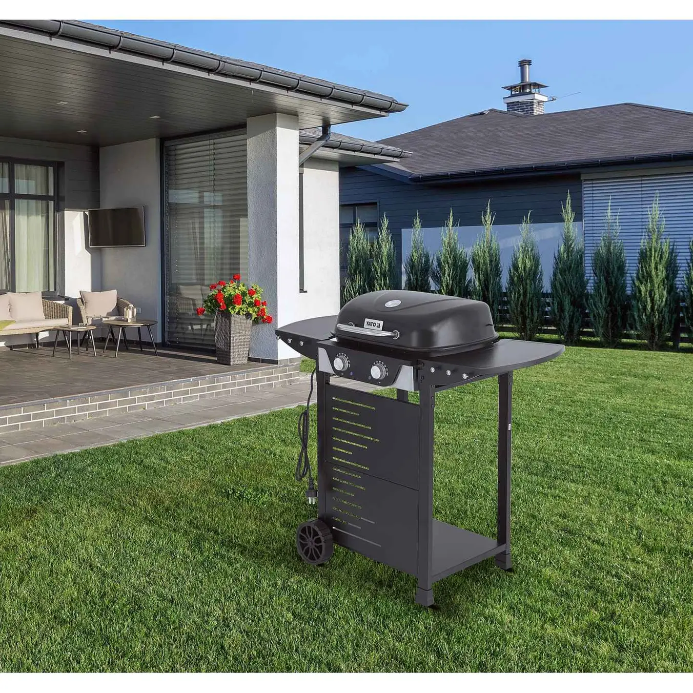 Электрический гриль с подставкой Asahi 2300W, YATO