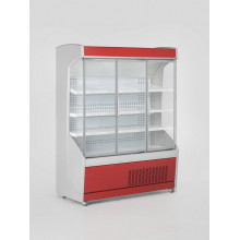 Vitrină frigorifică de perete, pentru carne/mezeluri, cu uşi din sticlă R290, cu iluminare, L=1300 mm