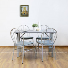 Set masă cu 4 scaune din metal și PVC, 1200x760xH760mm, gri
